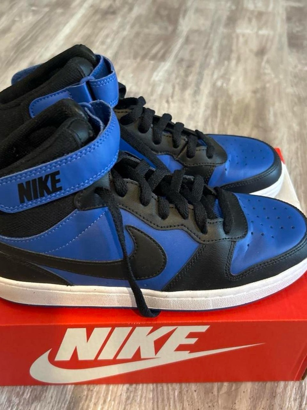 Nike Men’s High-Top Sneakers in Black & Royal Blue - Picture 2 of 3